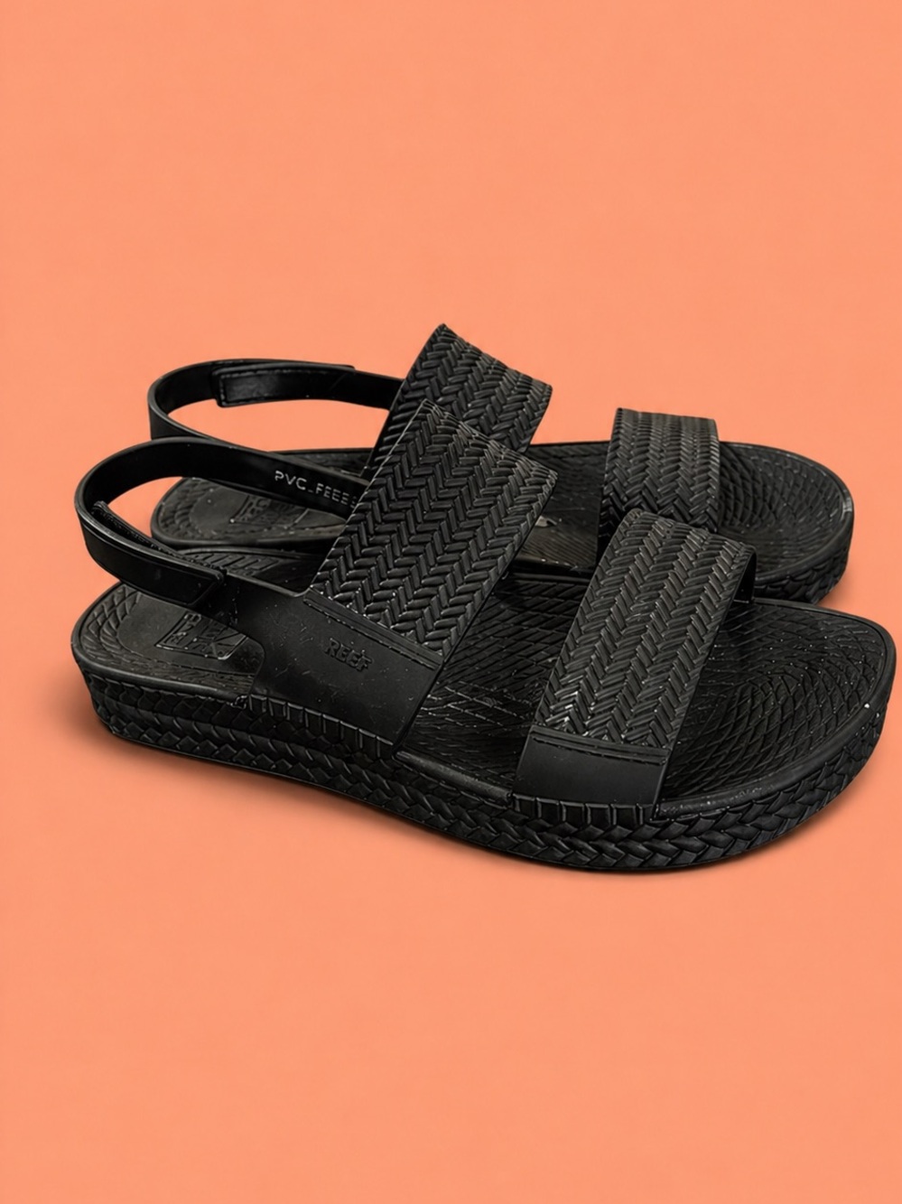 Reef Black Woven Double-Strap Platform Sandals - Women